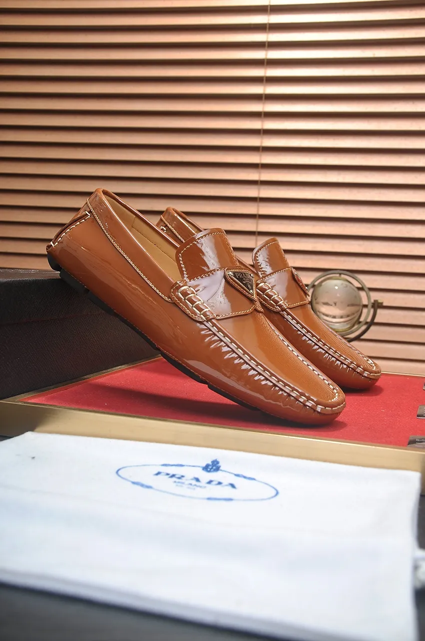 Men's Men's Shoes💰420💶【PRADA】 (High-end Niuli) New 🍀PRADA - Prada Doudou Shoes! Made of imported original cowhide, the inner top layer is comfortable cowhide lining! Original wear-resistant rubber outsole! High quality products! Code number 38-45 (45 customized)